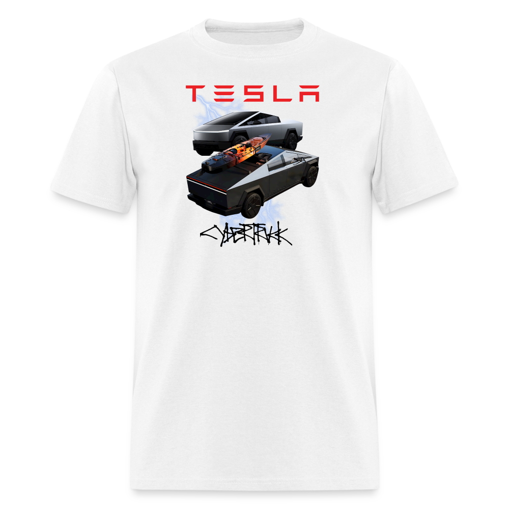 TESLA CYBER TRUCK shirt Electric car Tshirt Double Truck Tesla Cyber Truck shirt Unisex Tesla Graphic png Tee - white