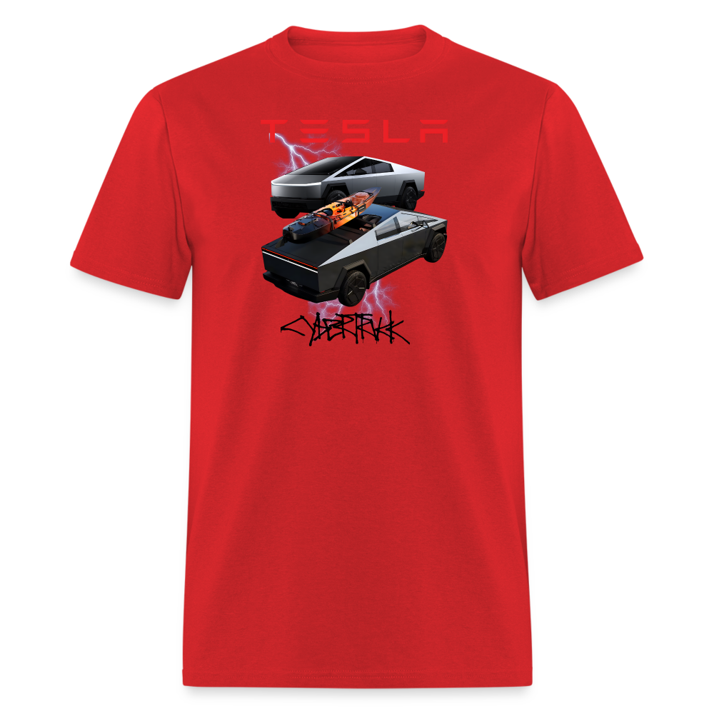 TESLA CYBER TRUCK shirt Electric car Tshirt Double Truck Tesla Cyber Truck shirt Unisex Tesla Graphic png Tee - red