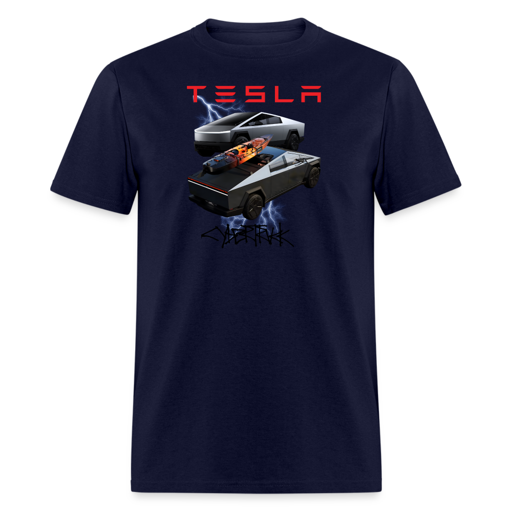 TESLA CYBER TRUCK shirt Electric car Tshirt Double Truck Tesla Cyber Truck shirt Unisex Tesla Graphic png Tee - navy