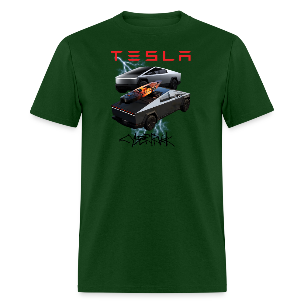 TESLA CYBER TRUCK shirt Electric car Tshirt Double Truck Tesla Cyber Truck shirt Unisex Tesla Graphic png Tee - forest green