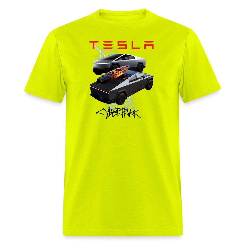 TESLA CYBER TRUCK shirt Electric car Tshirt Double Truck Tesla Cyber Truck shirt Unisex Tesla Graphic png Tee - safety green