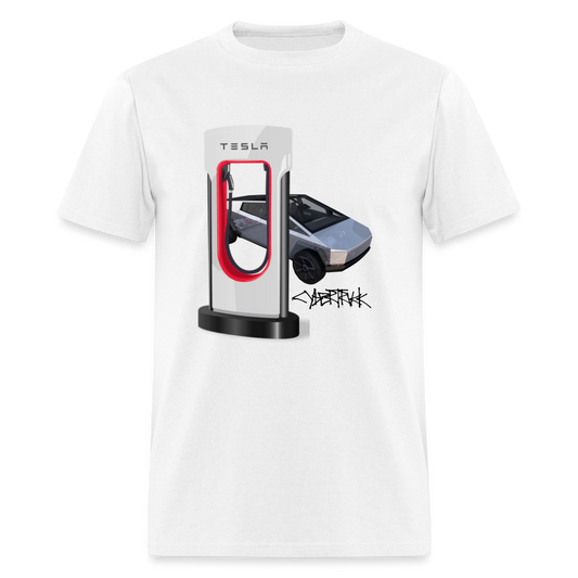 TESLA CYBER TRUCK shirt Electric charging station Tshirt Cyber Truck Model Y Graphic Model 3 png shirt Unisex Tee - white