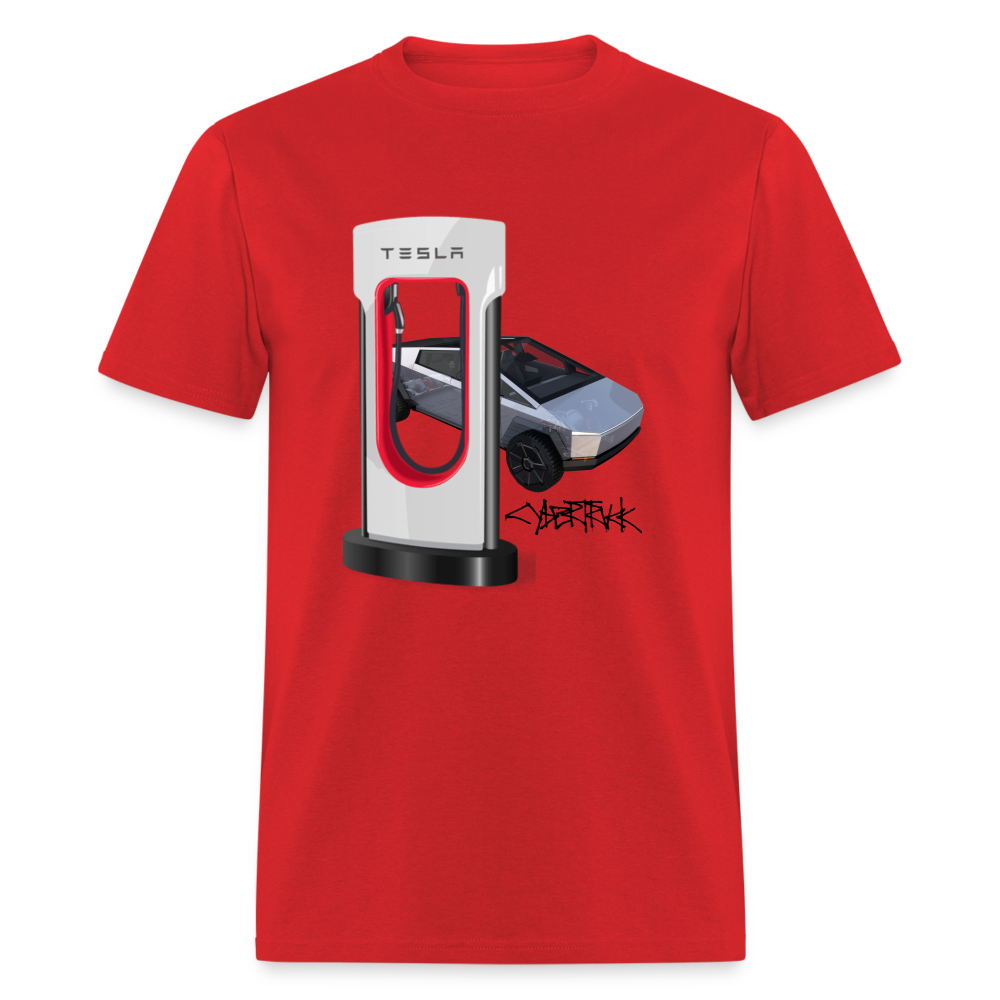 TESLA CYBER TRUCK shirt Electric charging station Tshirt Cyber Truck Model Y Graphic Model 3 png shirt Unisex Tee - red