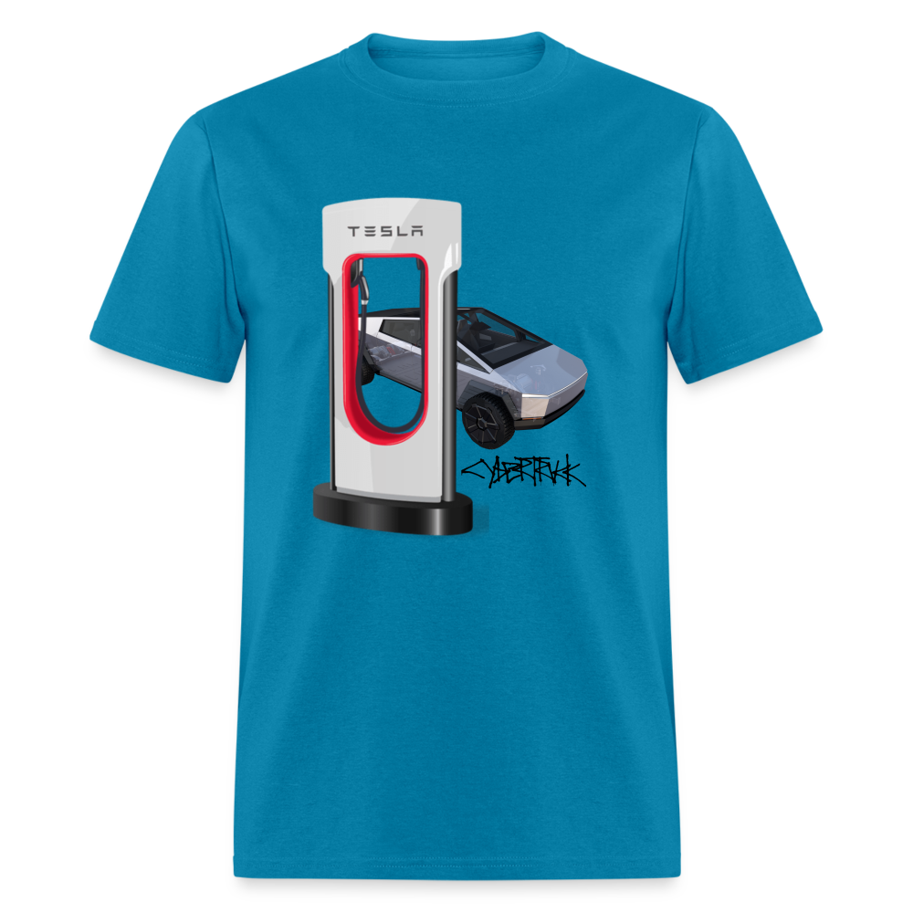 TESLA CYBER TRUCK shirt Electric charging station Tshirt Cyber Truck Model Y Graphic Model 3 png shirt Unisex Tee - turquoise