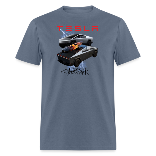 TESLA CYBER TRUCK shirt  Electric car Tshirt Double Truck Tesla Cyber Truck shirt Unisex Tesla Graphic png Tee - denim